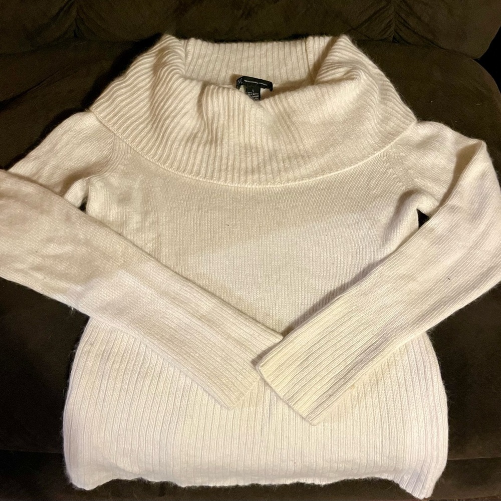 INC International Concepts Cream Cowl Neck Sweater